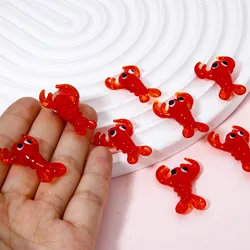 2PCs Cute Red Lobster Lampwork Glass Beads Ocean Jewelry Cartoon Beads Spacer Beads For DIY Making Jewelry About 3.1x2.1cm