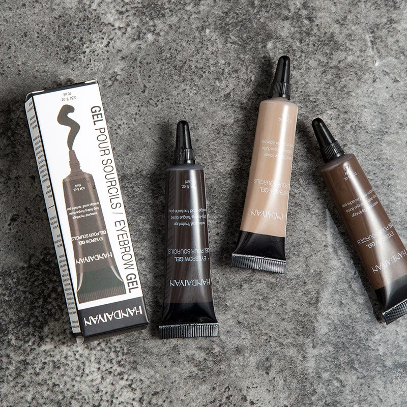 Natuurlijke wenkbrauwtintgel, waterdicht, veegvast, 6 tinten, gepigmenteerde crèmeversterker met penseel met twee uiteinden