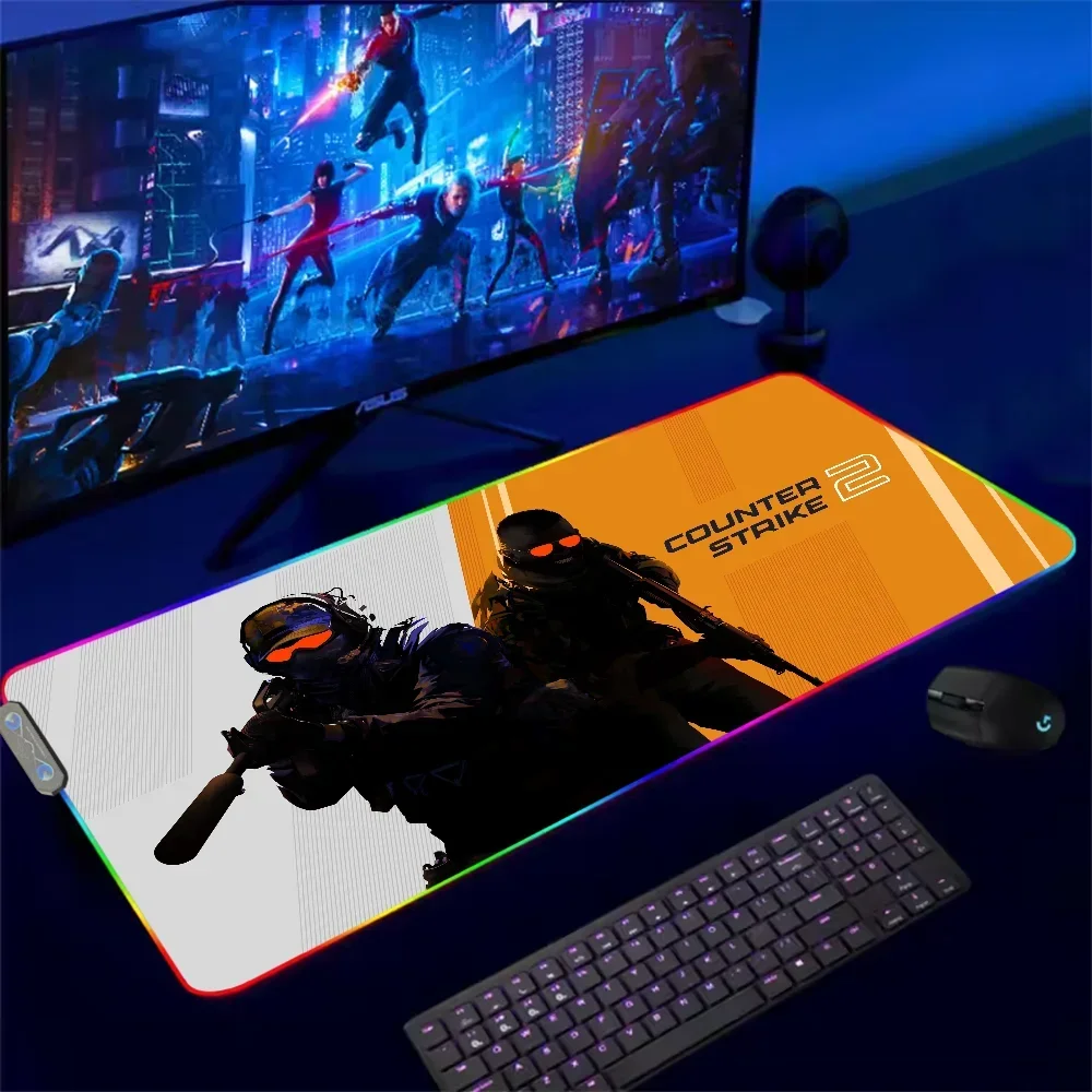 Hot Game Counter-Strike 2 For Rgb Mouse Pad Xxl Steelseries Laptop Mat Gaming Mousepad Backlit Keyboard