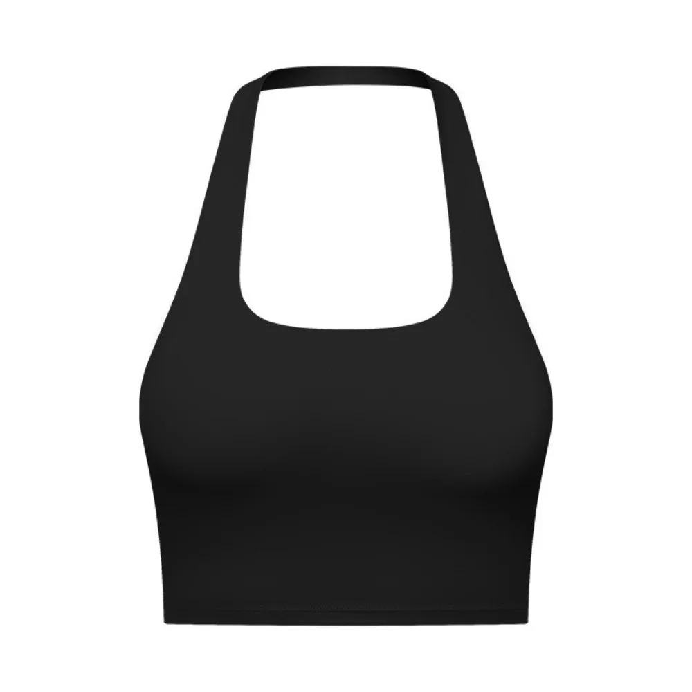 Bra Padding Cropped Halter Tank Top Sexy Back Design Beauty Back Bra Padding Tank Top Cropped Length Built-in Bra