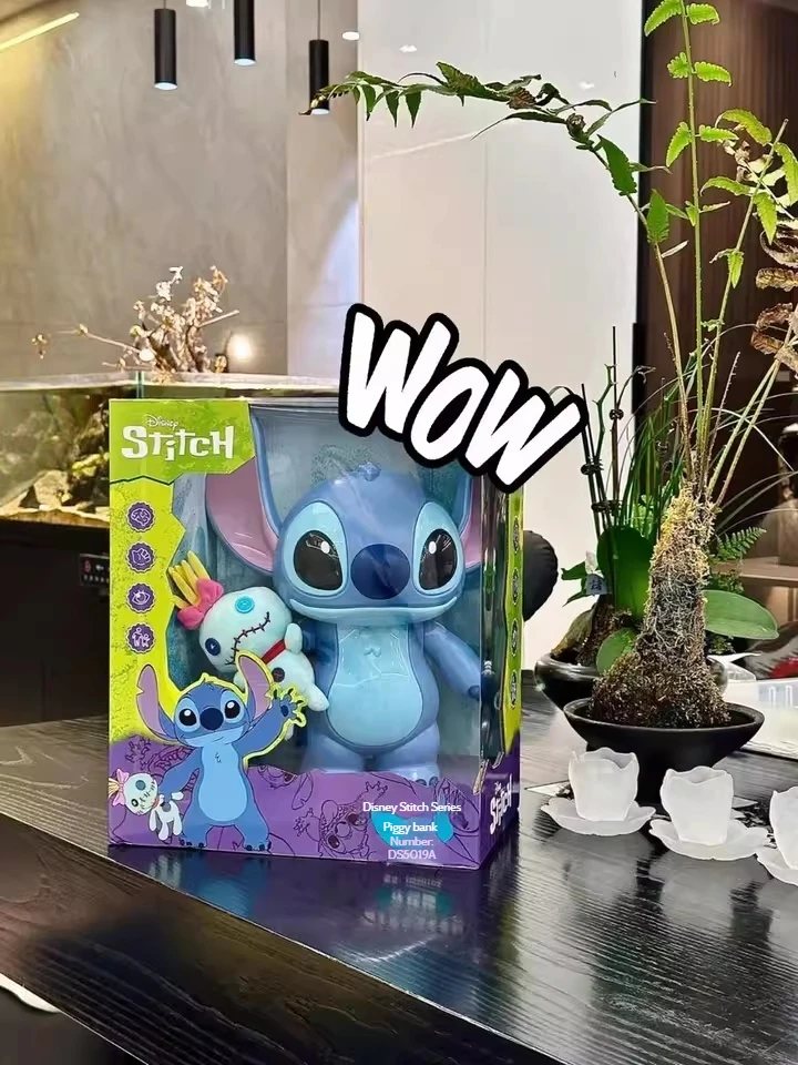 Hucha de punto auténtica, adorno grande, tarro de ahorro periférico de Stitch de Disney, juguetes para niños, regalos para niños masculinos y femeninos