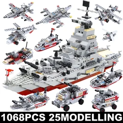 Model Warships Building Blocks Compatible With Lego  Construction Set for Boys Navy War Chariot Ship Army Boat Plane Bricks Toys