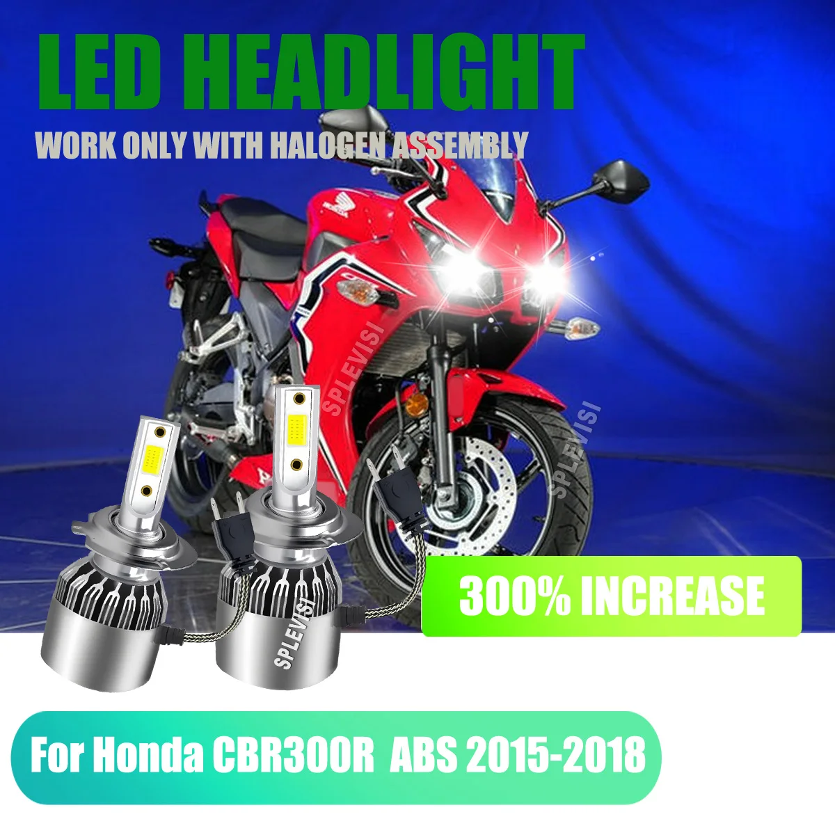 

H7 LED Headlights 3000K 6000K 8000K 9-16v - easily fit in most motorcycle For Honda CBR300R ABS 2015 2016 2017 2018