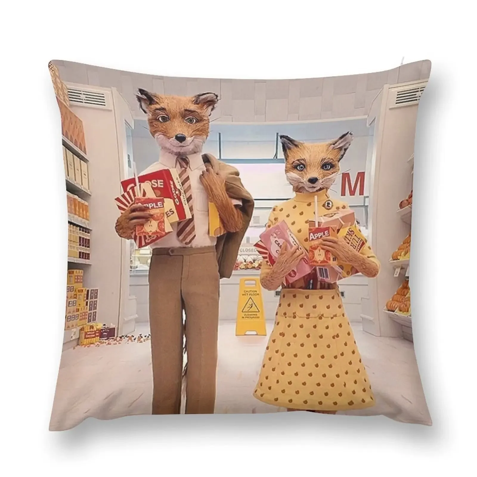 

two mrs fox fantastic fox yellow Throw Pillow Pillow Decor Sofa Decorative Covers Cushions Cover pillow