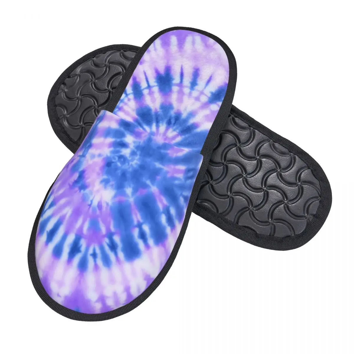 Custom Tie Dye Pattern Blue Purple Memory Foam Slippers Women Comfy Warm Traditional Dyeing Art House Slippers