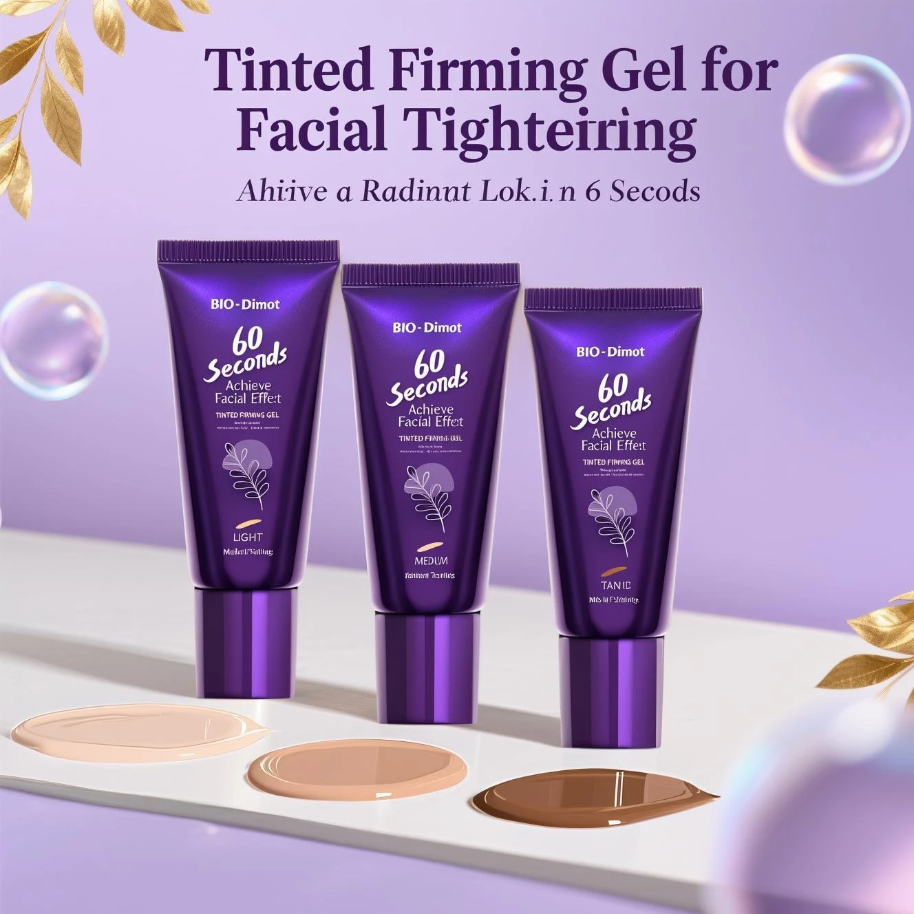 Gel reafirmante teñido BIO-Dimot 6D: elevación instantánea de 60 segundos, reafirma la piel, reduce las arrugas, evece el tono, acabado natural, 30 ml 2025.