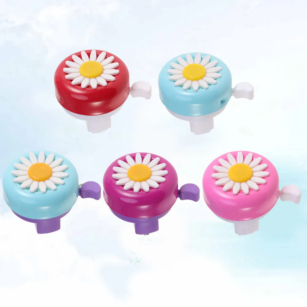 

5Pcs Cute Flower Decorated Bike Bell for Kids Strong Plastic Alloy Body Crisp Audible Tone Effortless Handlebar Mounting Ideal
