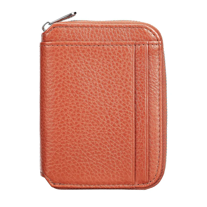 حامل بطاقة جلدية أصلية نموذج جديد سعة كبيرة فتحات بطاقة متعددة حامل بطاقة الهوية الصغيرة محفظة نسائية للعملات المعدنية من جلد البقر #6