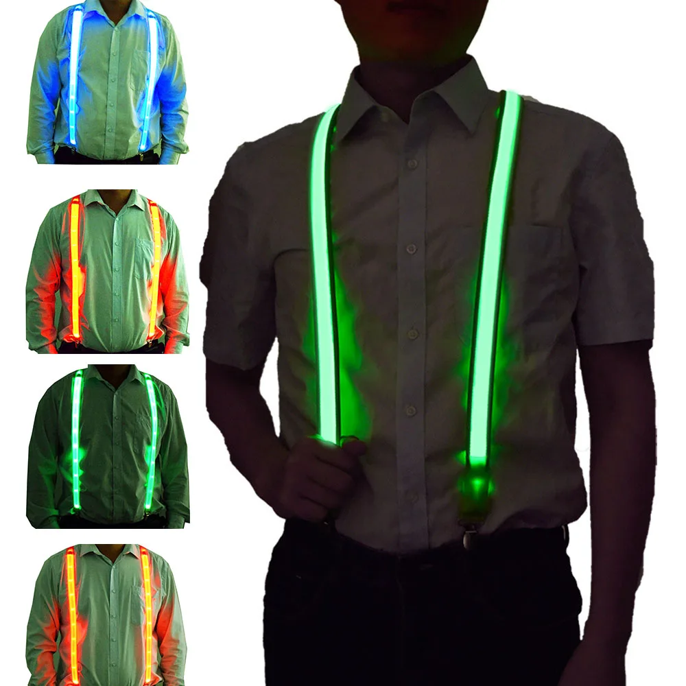 Nuevos tirantes con pajarita, luces LED, perchas para mujer para hombre, tirantes para pantalones, tirantes para hombre, pantalones de motocicleta, cinturón SD01