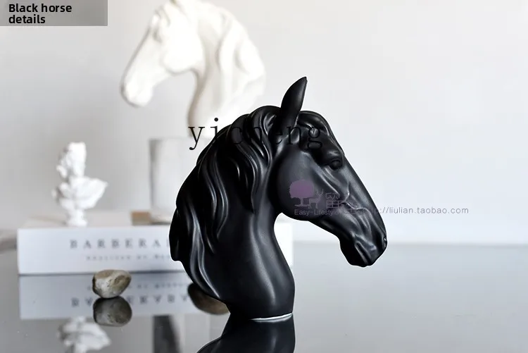 BJ-12  Horse Head Crystal Base Ornament Bookend Art Sculpture TV Cabinet Decoration