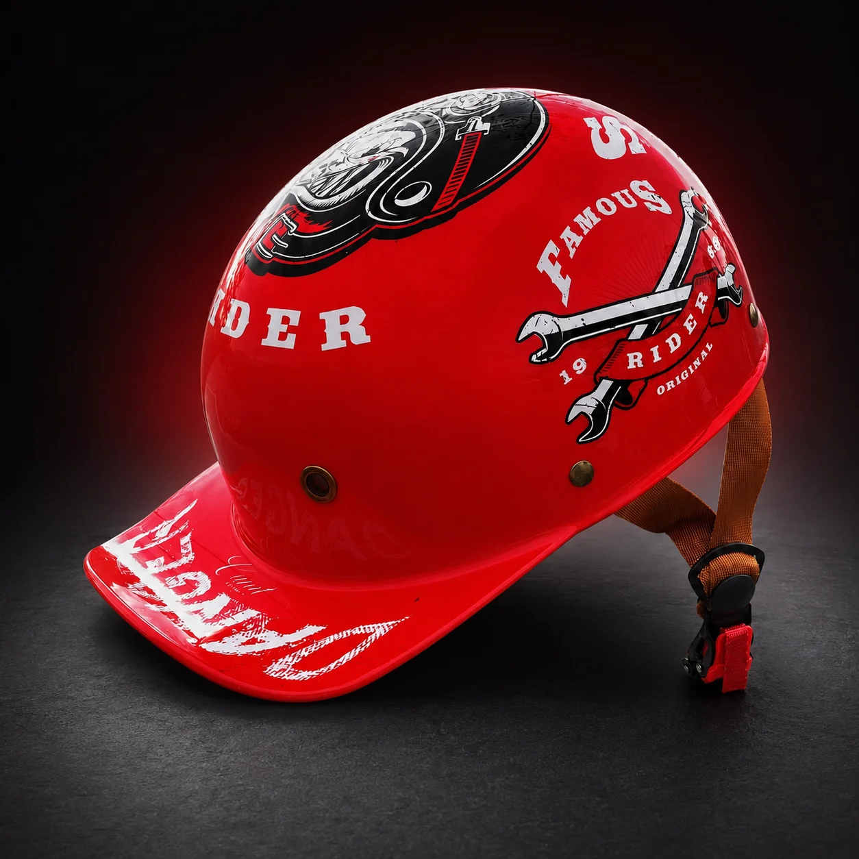 Baseball Cap Structured - レトロな野球帽型オートバイハーフヘルメット、男女兼用、クルーザースクーター用クイックリリースストラップ付きオープンフェイスヘルメット