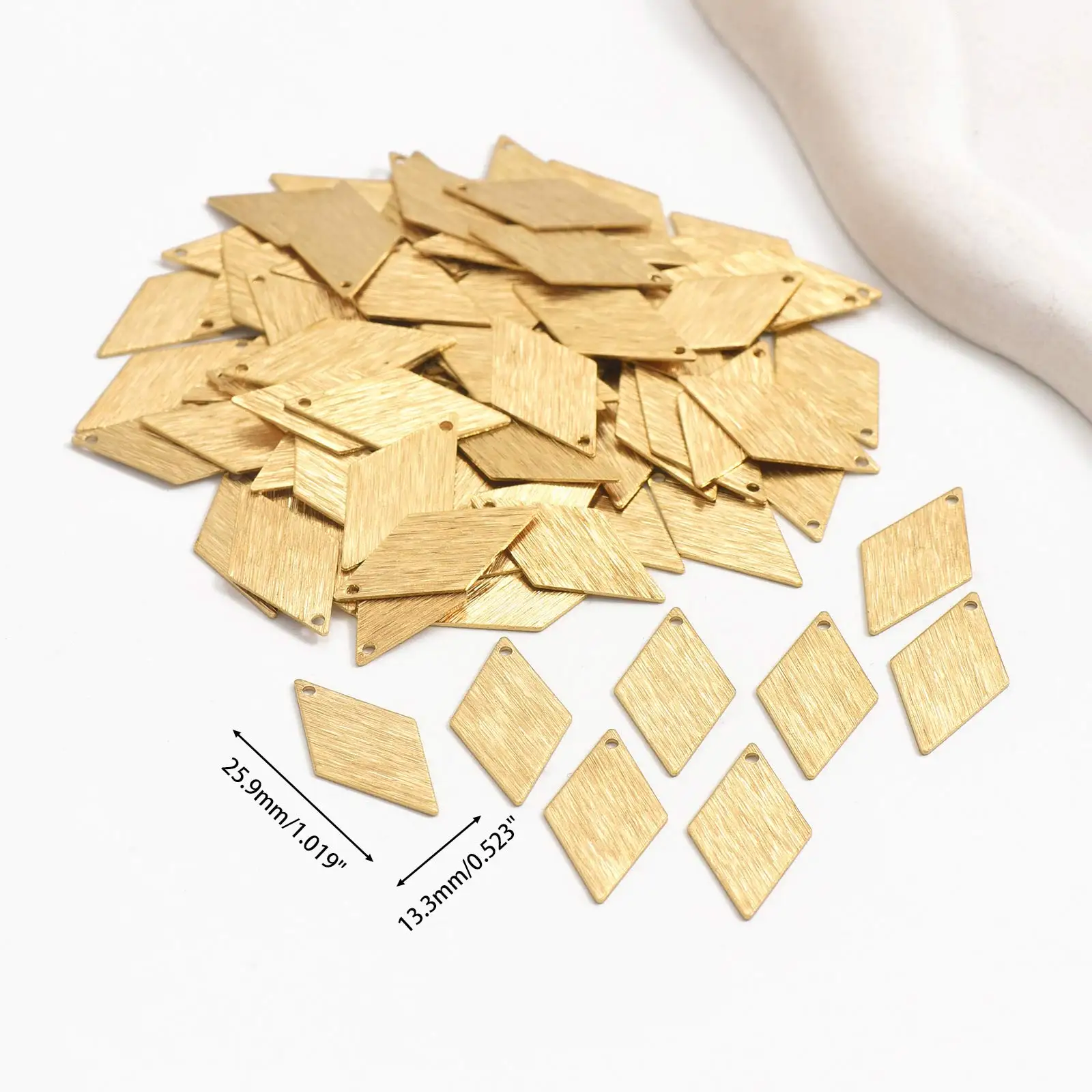 200PCS Geometric Rhombus Shape Charm Pendants Brass Blank DIY Necklace Earrings Making Handicrafts Accessories Material Package