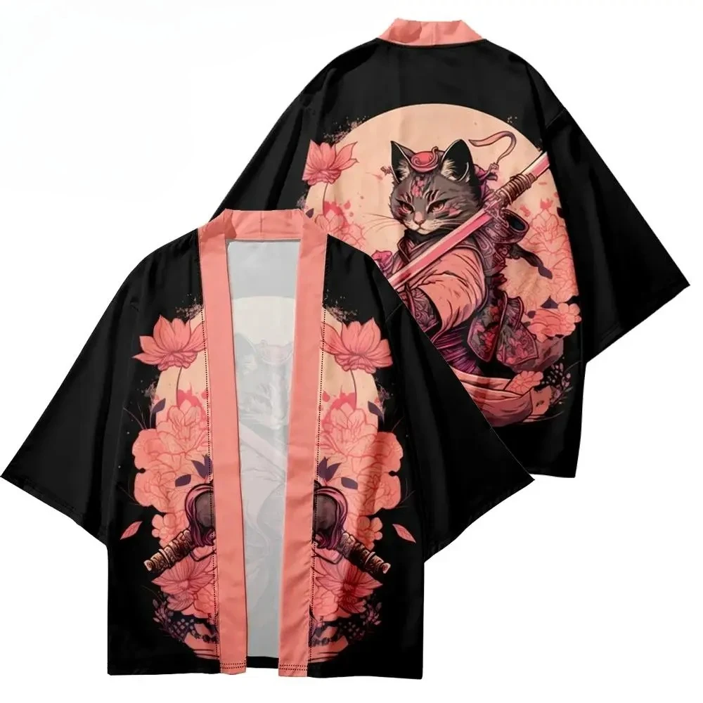 قميص كيمونو ياباني يوكاتا كات مطبوع عالي الجودة 100% ملابس قطنية سترة هاراجوكو كيمونو هاوري التقليدي #3