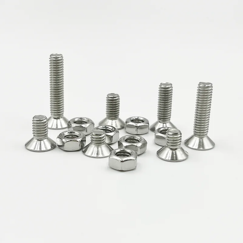 Hex Socket Head Screw Set M2 M2.5 M3 M4 M5 M6 304 Stainless Steel Hexagon Socket Head Flat Countersunk Allen Bolt Screw and Nut