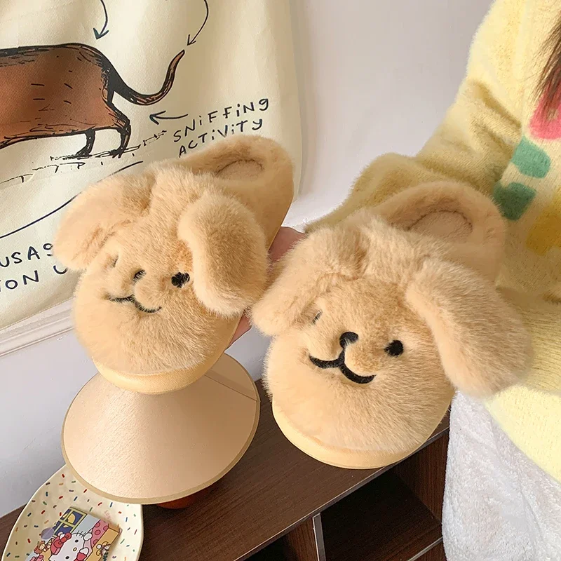 Cute Fluffy Slippers Women Winter Slippers Comfortable Cotton Slippers Warm Soft Sole Women House Shoes Home Indoor Slippers