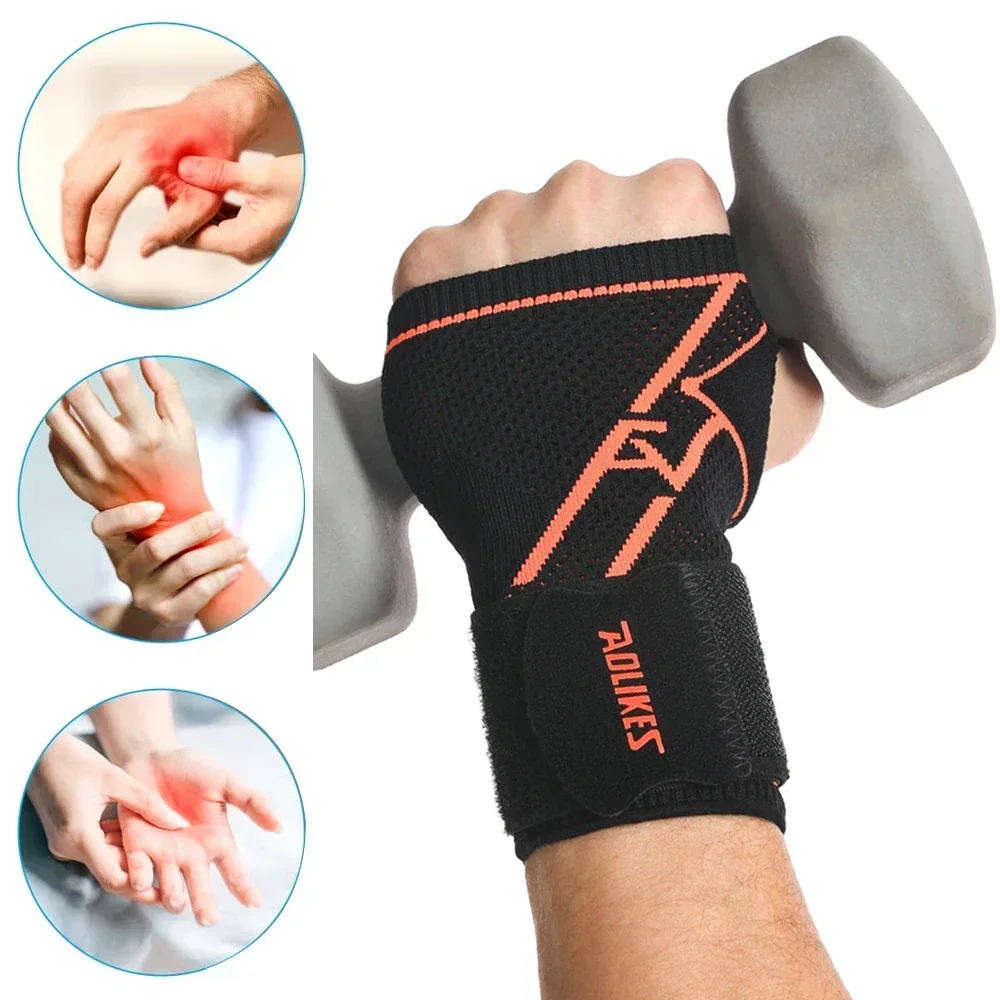 Muñequera con muñequera, mangas de compresión de mano con correas para muñeca, soporte para levantamiento de pesas, tendinitis, túnel carpiano, 1 Uds.