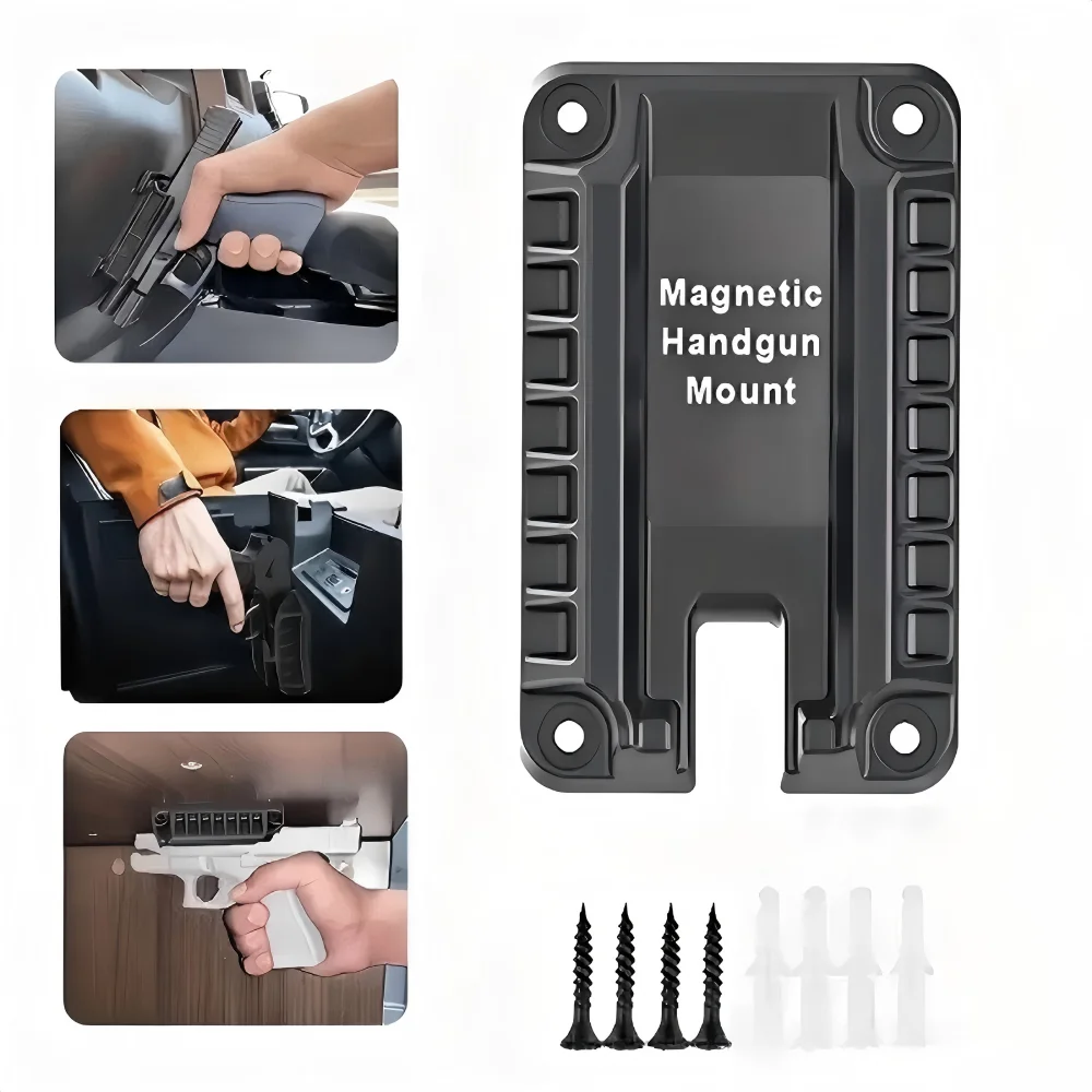 1 Set Magnetic Handgun Mount Holder Concealed Pistol Coated Mount, for Vehicle Car Desk Cabinet Flat Top Handguns Storage ﻿