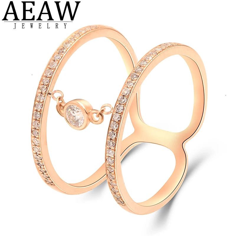 Small Pieces Round Shape Moissanite Engagement Wedding Double Ring Style Fine Jewelry 18K Yellow Gold