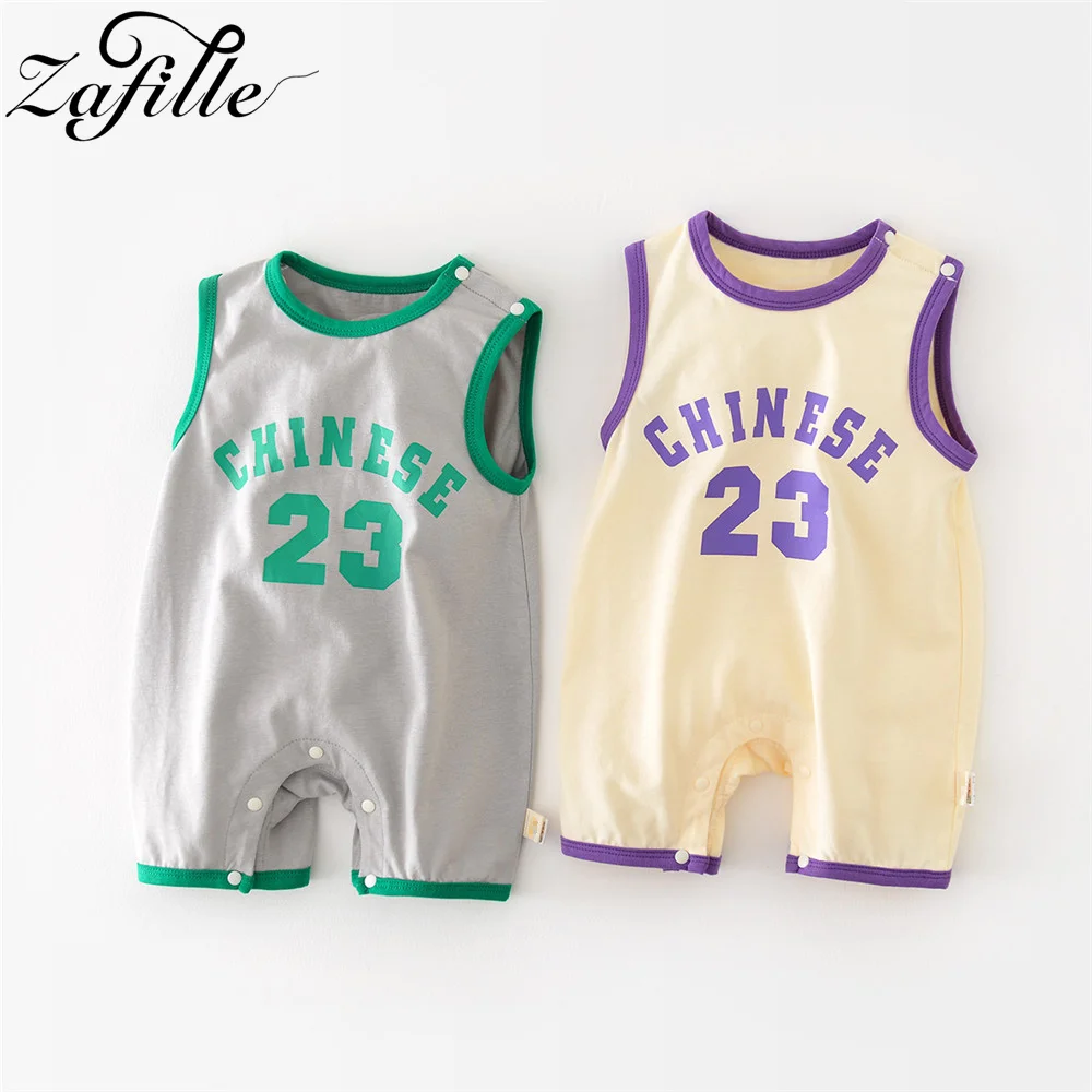 

ZAFILLE Toddler Baby Costume Sport Style Jumpsuit For Kids Boys Clothing Summer Baby's Rompers Thin Children Basketball Clothes