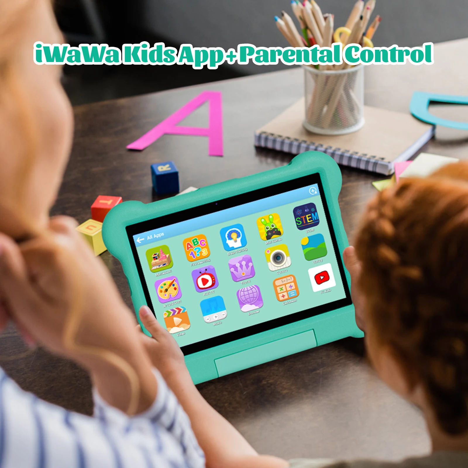 Adreamer Tablet anak-anak Android 13, perangkat lunak edukasi anak-anak Quad-Core 7 inci WiFi 13 3GB + 32GB Bluetooth 4.2 dengan casing tahan anak-anak