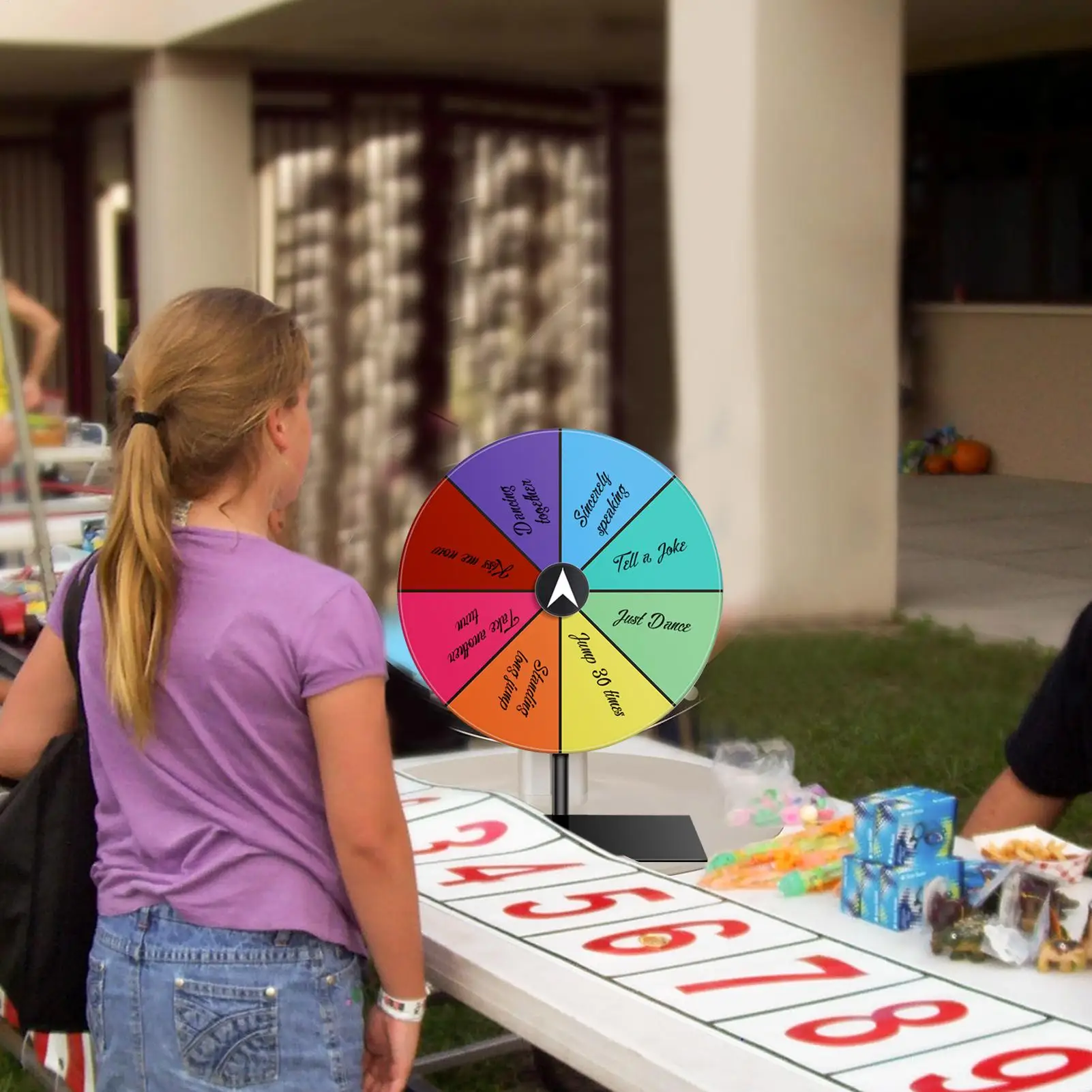 Prize Wheel Dry Erase Spin Wheel Spinner Game Color Roulette Wheel Heavy Duty Editable Spin Wheel ForPrizes Tabletop Prize Wheel