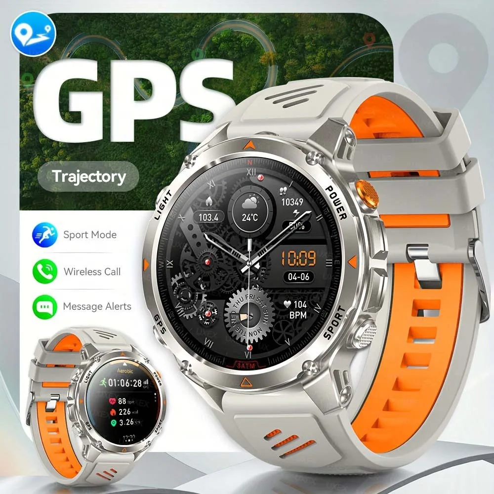 Men's Outdoor Smart Watch GPS Precise Positioning Compass LED Light 100+ Sports Mode Wireless Call Watches Multiple Weather Mode