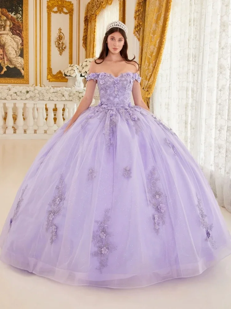 

Customized Lavender Women Wedding Dress Tulle Flowers Appliques Sleeveless For Evening Banquet Birthday Ceremonial Prom Gown