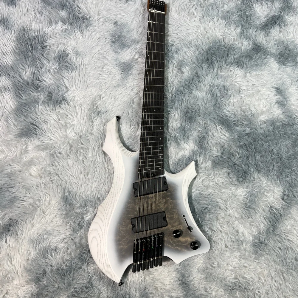 7-string headless guitar; portable guitar; high quality; H-H pickups; rosewood fingerboard; roasted maple neck; stainless steel