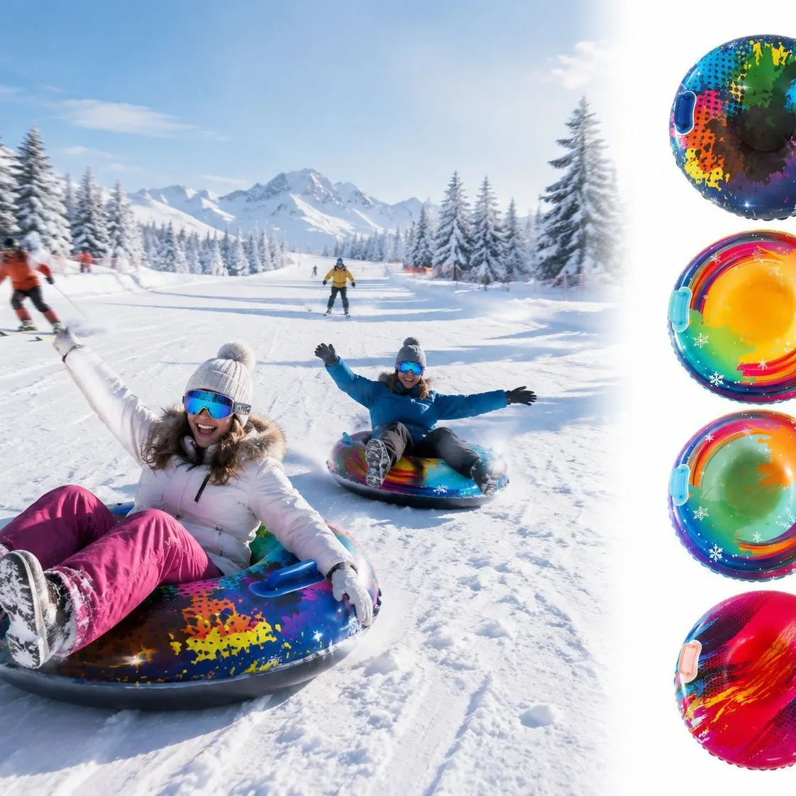 2027  PVC Inflatable Round Snow Tube Sled for 1 Person Thickened Winter Toboggan for Ski Resort Outdoor Fun