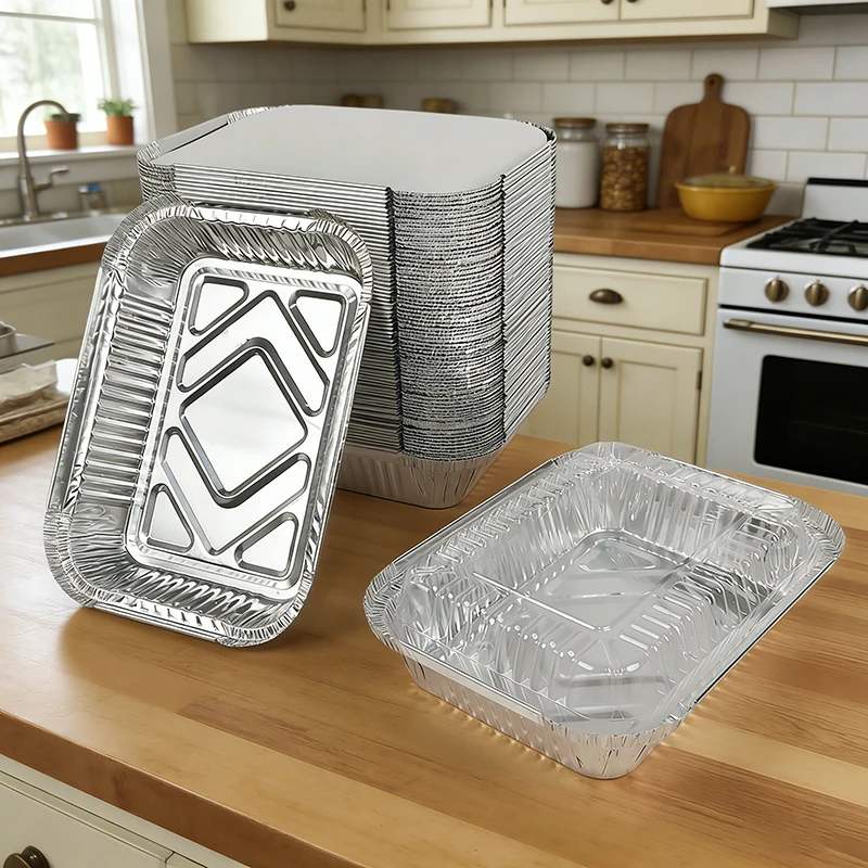 

710ml Rectangle Silver Foil Tray Disposable Aluminum Baking Pan for Oven Grill Roasting Fish BBQ Takeaway Food Container