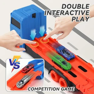 RACING ALLOY TRUCK TRANSPORTER TOY FOR CHILDREN, EJECTION CAR, FOLDABLE RANG, COMPETITIVE GAMES, COMPETITIVE, NEW GIFT FOR BOYS, CHILDREN 10 Main Sales Running track - №4