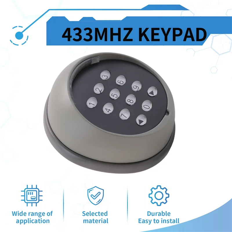 

B63B-Metal Wireless Keypad Gate Opener Keypad Rolling Code 433Mhz Keypad For Garage Gate Door Access Control High Quality