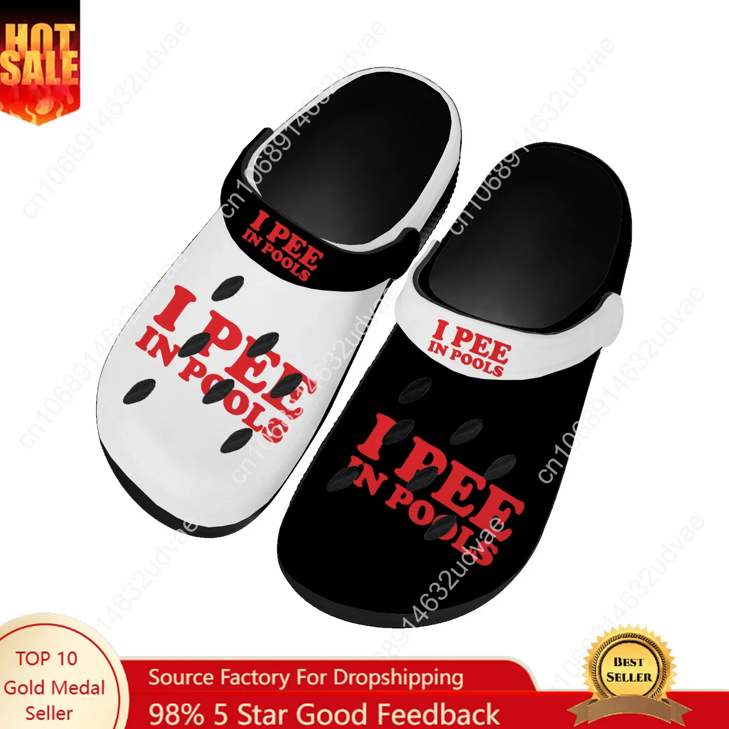 

I Pee In Pools Water Shoes Mens Womens High Quality Fashion Home Garden Clogs Customizd Sandals Beach Breathable Hole Slippers