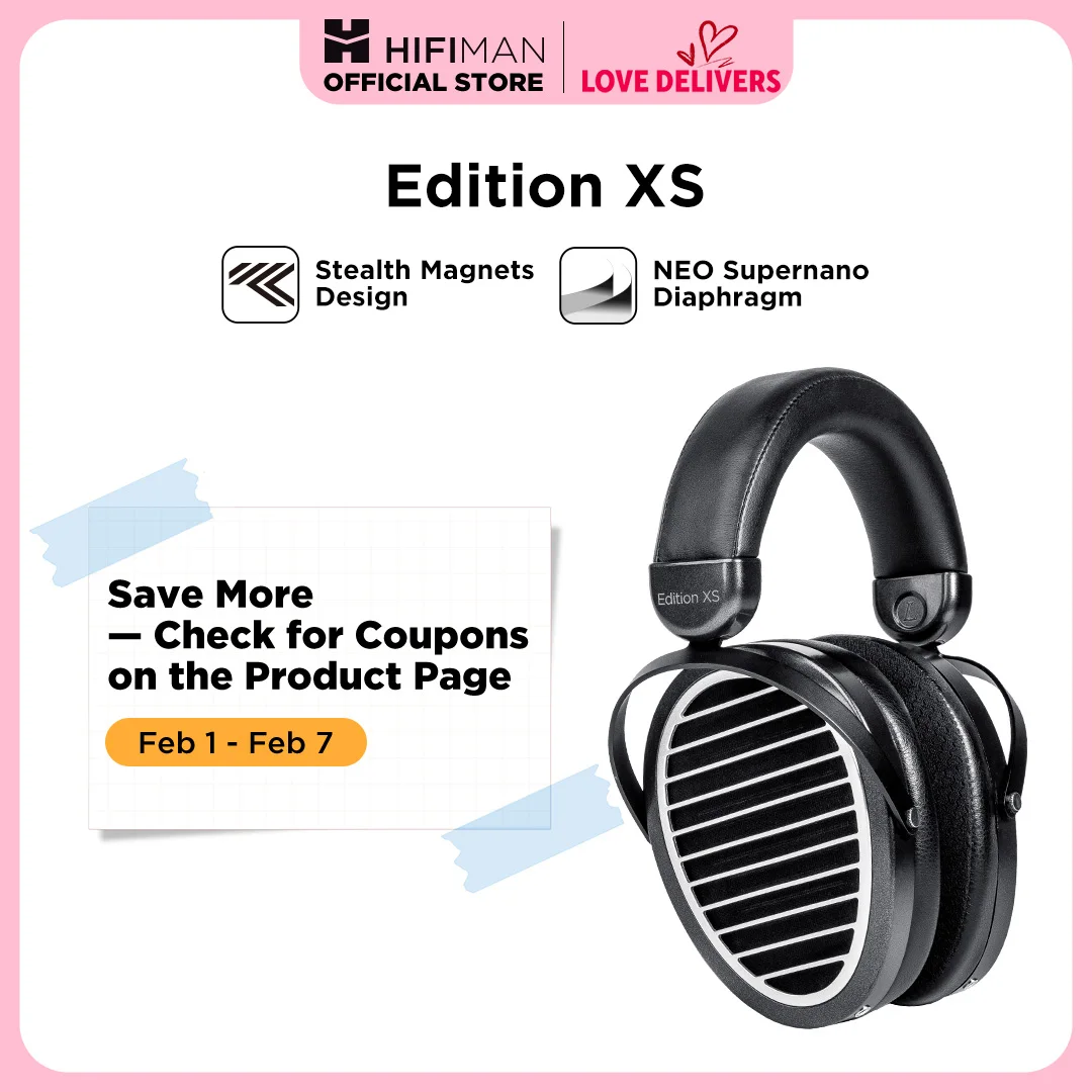 HIFIMAN Edition XS 풀사이즈 오버이어 오픈백 평면 자기 Hi-Fi 헤드폰(스텔스 자석 디자인 조절 가능 헤드밴드...