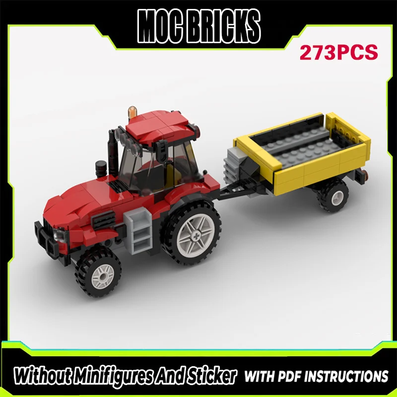 

Конструктор MOC: Городской Автомобиль, Красный Трактор с Прицепом, Модульная Технология, Подарки, Праздничный Набор для Сборки, Детские Игрушки