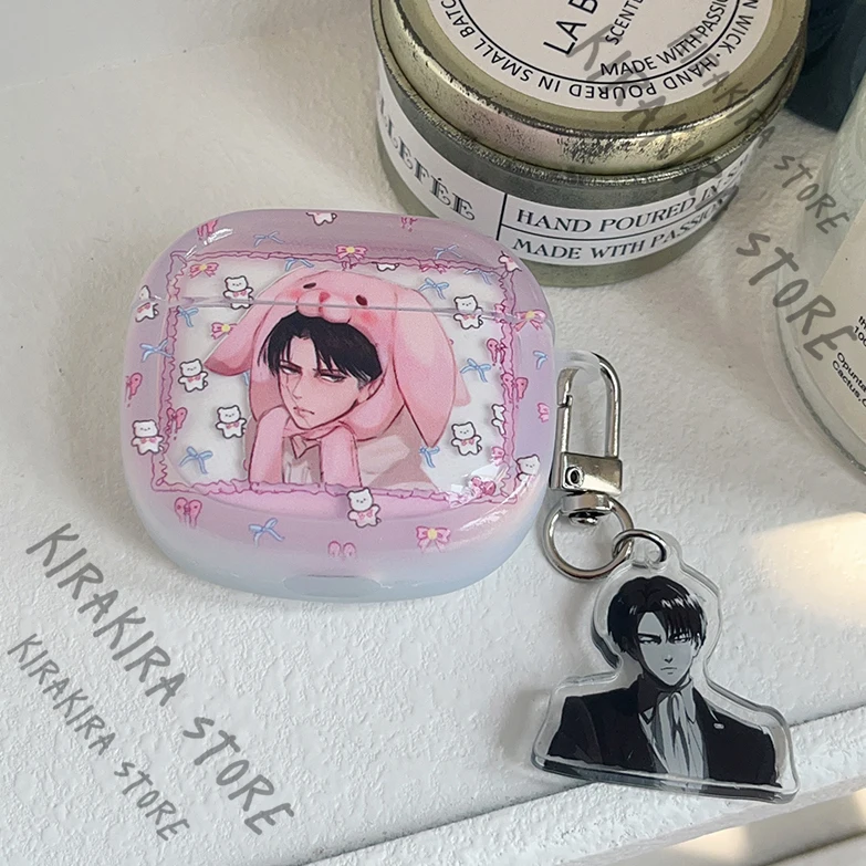 

Levi Ackerman Anime Earphone Cover Shell Protects Bags Wireless Headset Protective Attack on Titan Cosplay Earbud Case Adorn
