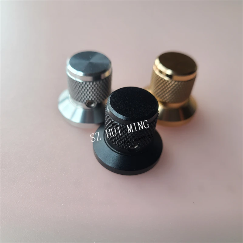 2Pcs 알루미늄 합금 손잡이 검정색 널링 전위차계 손잡이 캡 25*22mm 없음 마크 스위치 인코더 증폭기 용 볼륨 조절