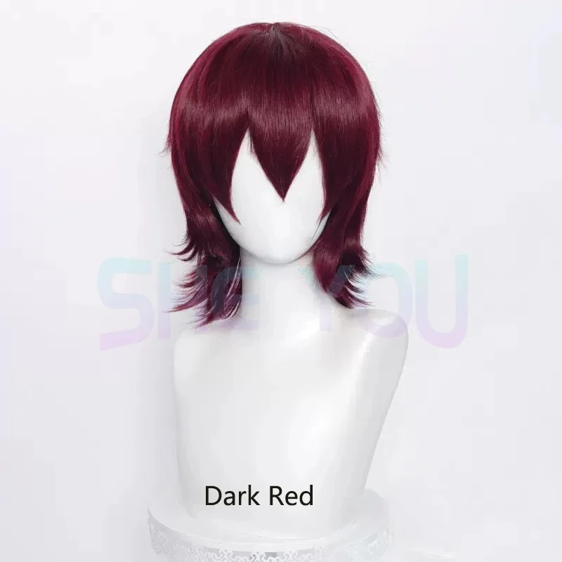 x;3,f6'b7\g,37cm Short Cosplay Wig Wolf Cut With Bangs Choppy Colors Korean Style Heat Resistant Synthetic Mullet Ha5;h7'b8\f,4/ view 5