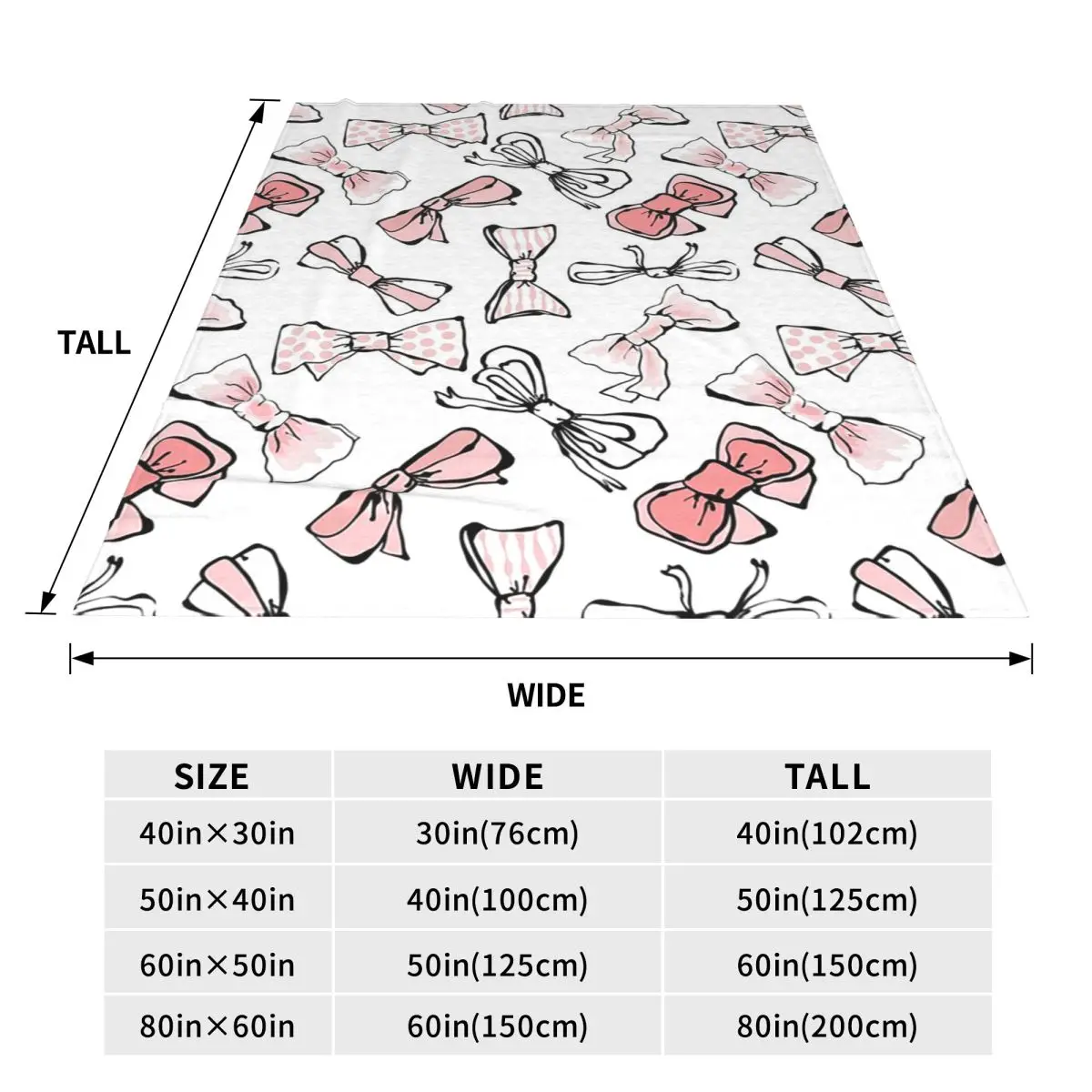 Various Pink Colorful Bow Tie Pattern Blanket Fleece Sofa Throw Blanket Multi-function for Bedroom Outdoor Throws Bedspread
