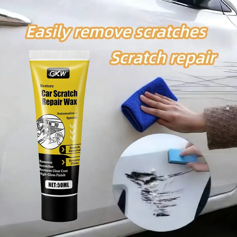 Car scratch remover with polishing cloth, repairs bumper scuffs & stone marks, fits all car paint colors