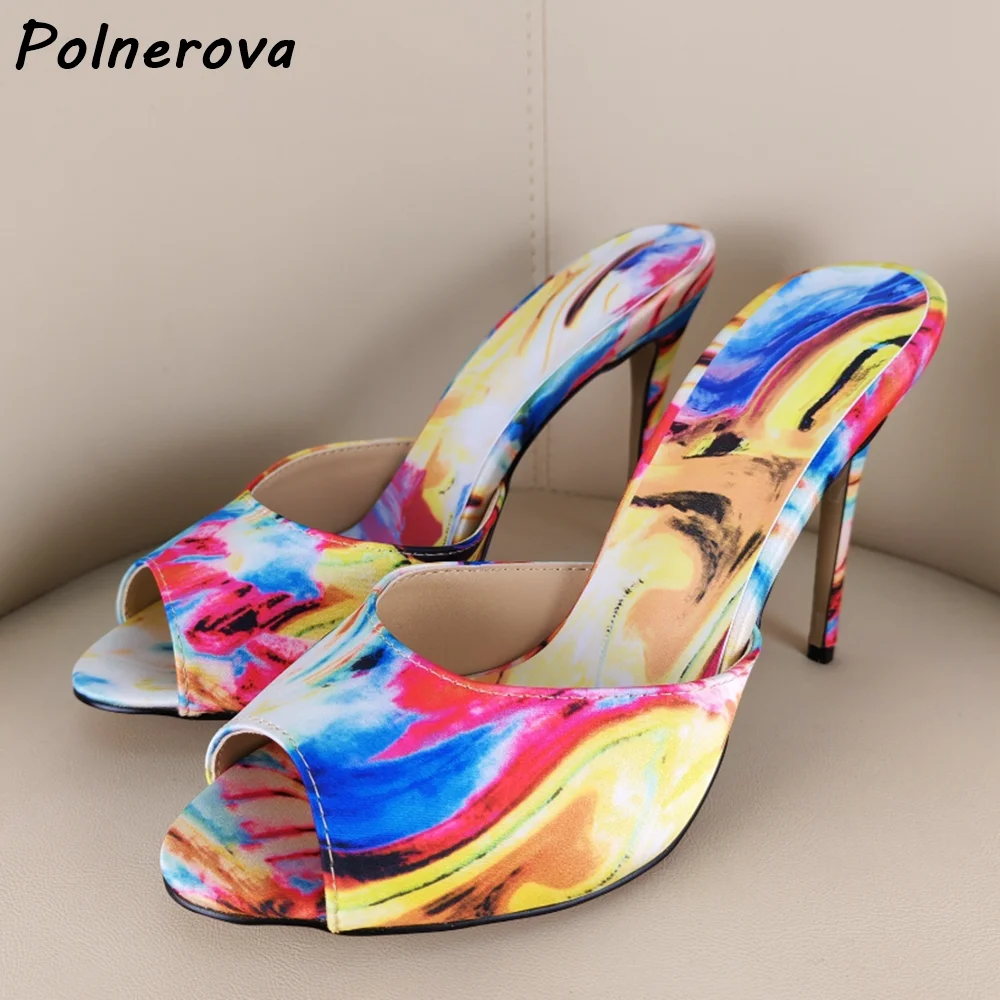 

Peep Toe Sewing Slip On Colorful Thin Heels Slip On Slingback Women's Sexy Shoes Women's Summer Elegant Luxury Party Shoes