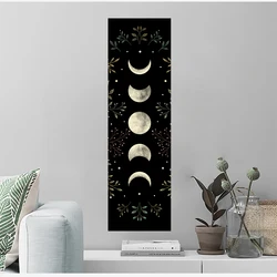 Retro Moon Phase Wall Hanging Tapestry Mooonlight Green Olive Leaf arazzi neri Boho Room Wall Decor decorazione domestica parete