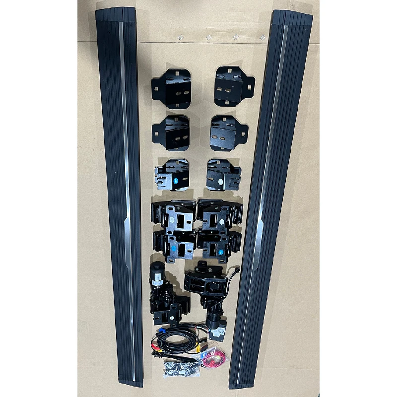 China-Made Aluminum Alloy Automatic Electric Side Step Running Boards Easy Step Six Brackets Black+Silver Fitted
