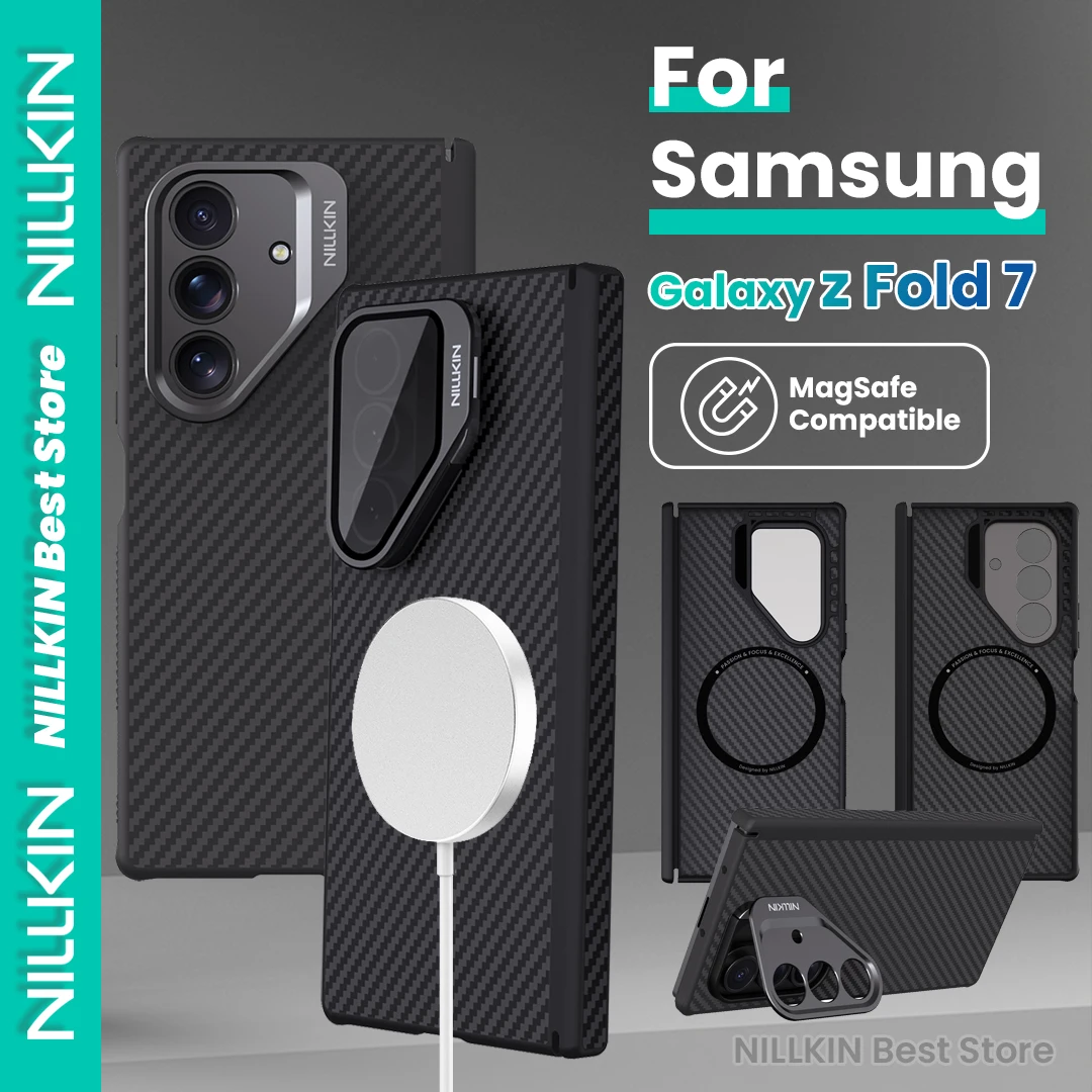 

1500D Aramid Fiber Magnetic Nillkin For Samsung Galaxy Fold 7 Phone Case Magsafe Charging Kevlar Camera Lens Cap Bracket Cover
