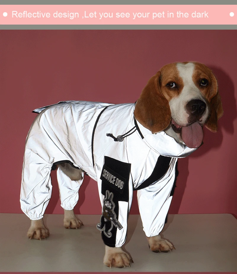 Outdoor-Regenmantel für große Hunde, Sonnenschutz, reflektierende Jacke, Haustier-Regenmantel, Kapuzenpullover, wasserdicht, mittelgroße und große Hundekleidung, Regenmantel-Overall – Detail 12