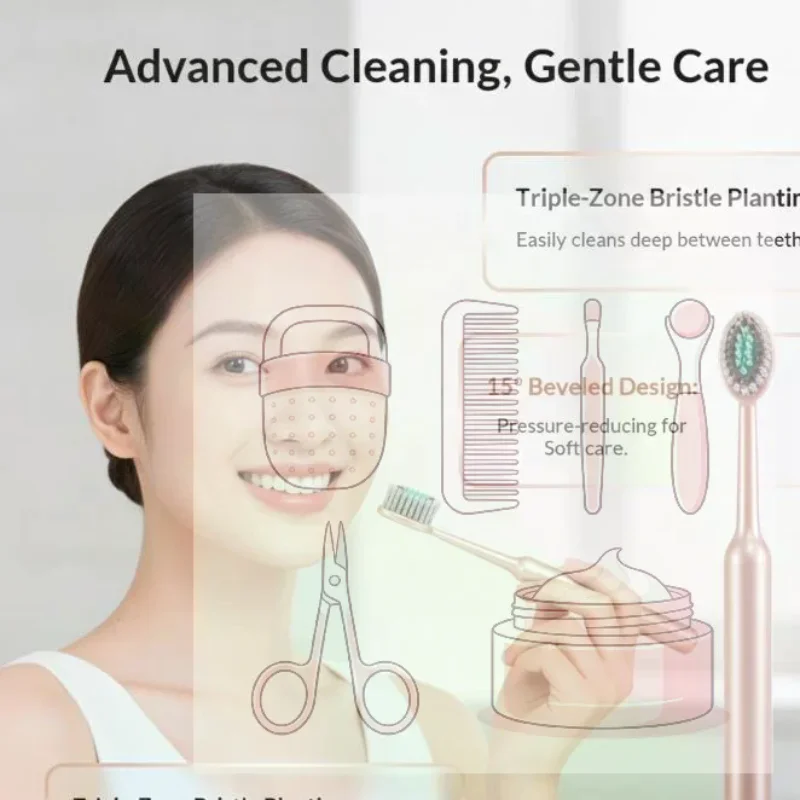

Combo Of 4 Soft Bristle Toothbrushes For Effectively Removing Plaque And Food Residue Convex Mountain Shaped ToothBrush