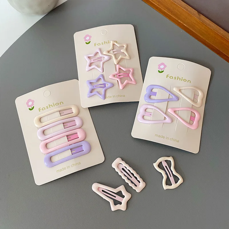 

4pcs/set Cute Colorful Geometric Mini Hair Clips for Girls Sweet Kids Hair Pins Barrettes Hair Accessories