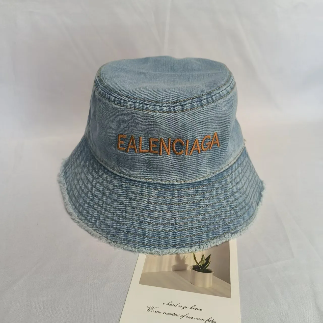 

Washed Cotton Raw Edge Denim Fisherman Hat Bucket Cap Unisex Spring Summer Sun Protection Fashion Visor