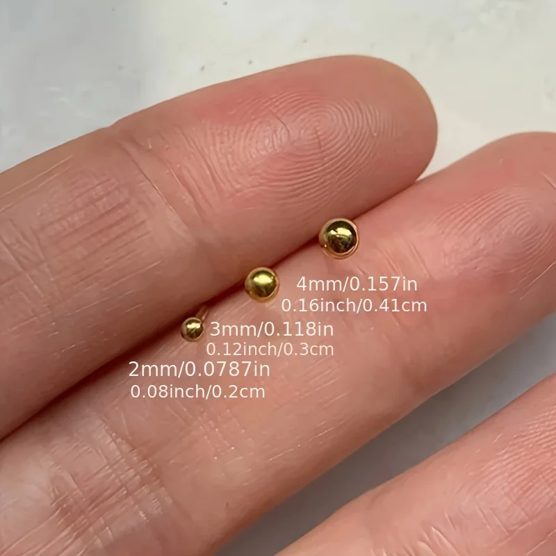 3pairs/Set Fashion Simple Classic Style Stainless Steel Assorted Sizes Round Ball Stud Earrings for Men Women Daily Wear Jewelry