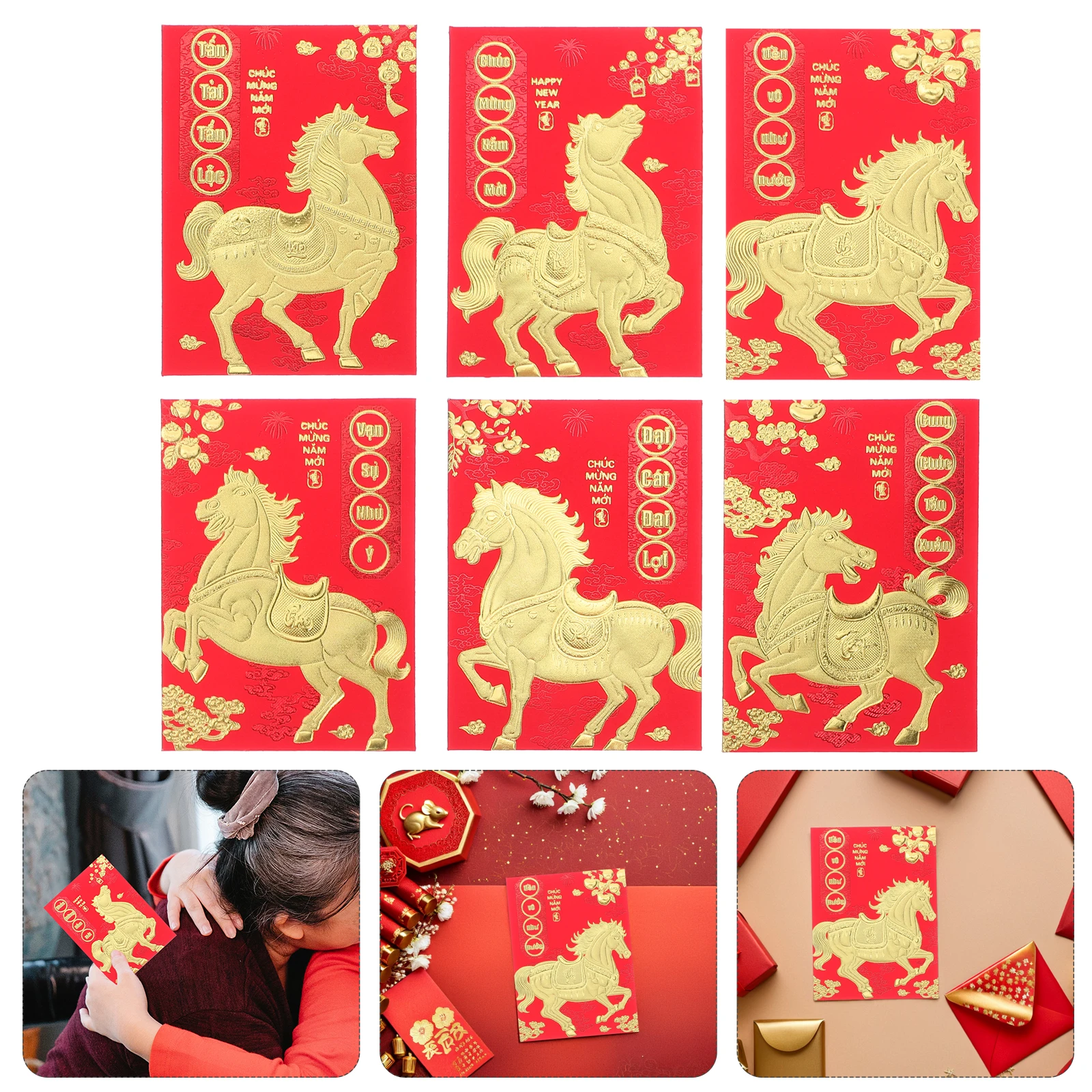 

120 Pcs Vietnamese Red Envelopes for The Year of Horse New Lunar Calendar Paper Chinese Pocket
